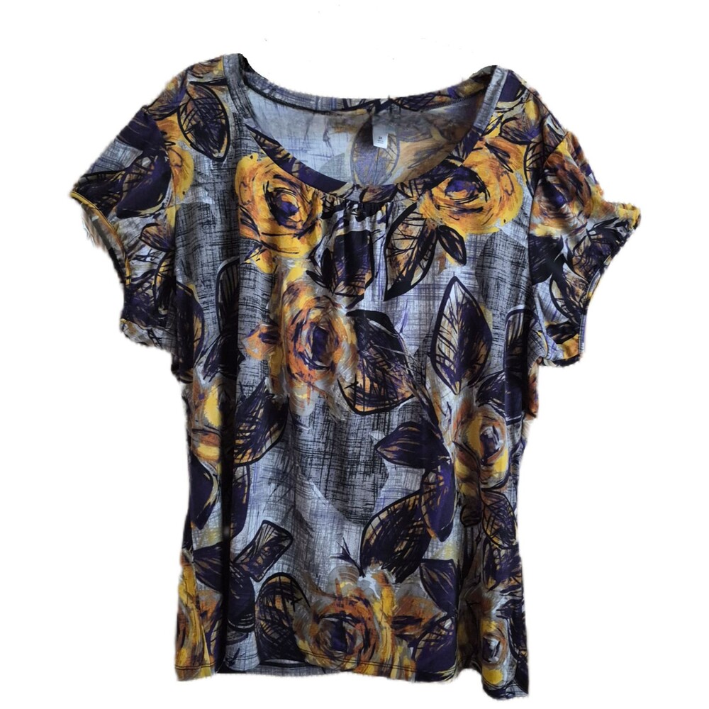 Worthington Women's Blouse Size 3X Floral Short Sleeve Soft Flattering NWT